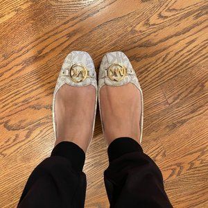 Michael Kors logo White and Grey Flats- NEVER WORN
